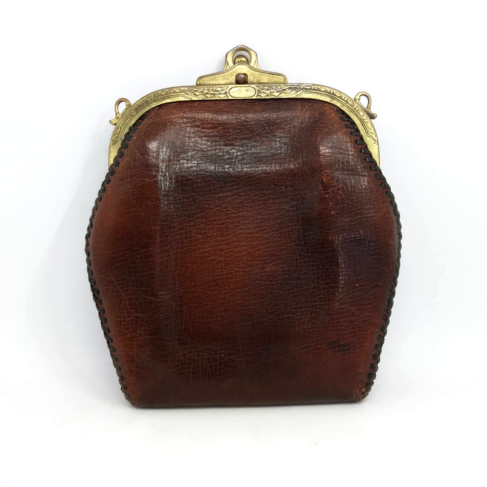 Vintage Spanish Craft leather purse 6" x 4.5" with mirror - Picture 2 of 9